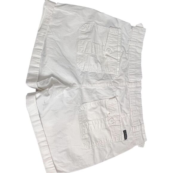 Sanctuary Women's White Flat Front Slash Pockets Rolled Cuff Cargo Shorts Sz 10 - Picture 7 of 10